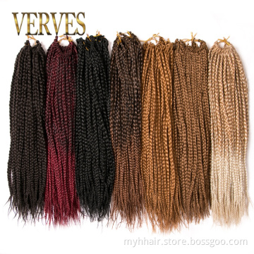 Short 14 Inch Box Braids Hair ombre Crochet Hair Extensions 22 roots/pack brown blond,black color synthetic Braiding Hair